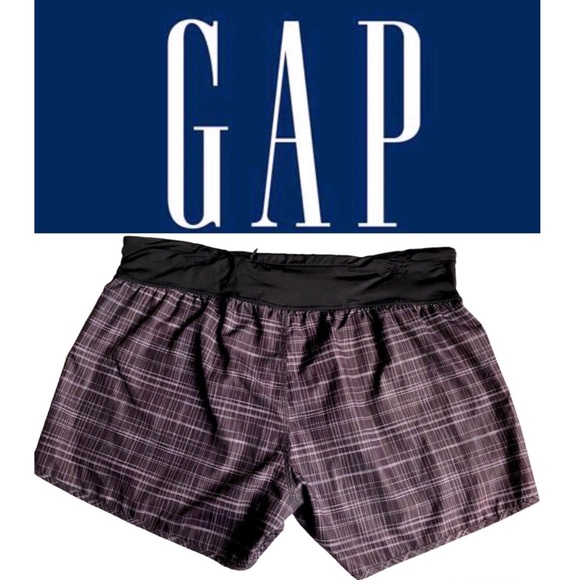 GAP BODY Active Shorts Gold Plaid Running Small Women’s - Picture 2 of 16